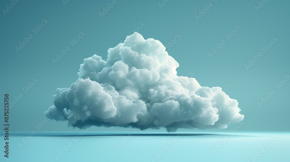Naklejka premium Fluffy white cloud floating in blue sky, abstract design simple minimal