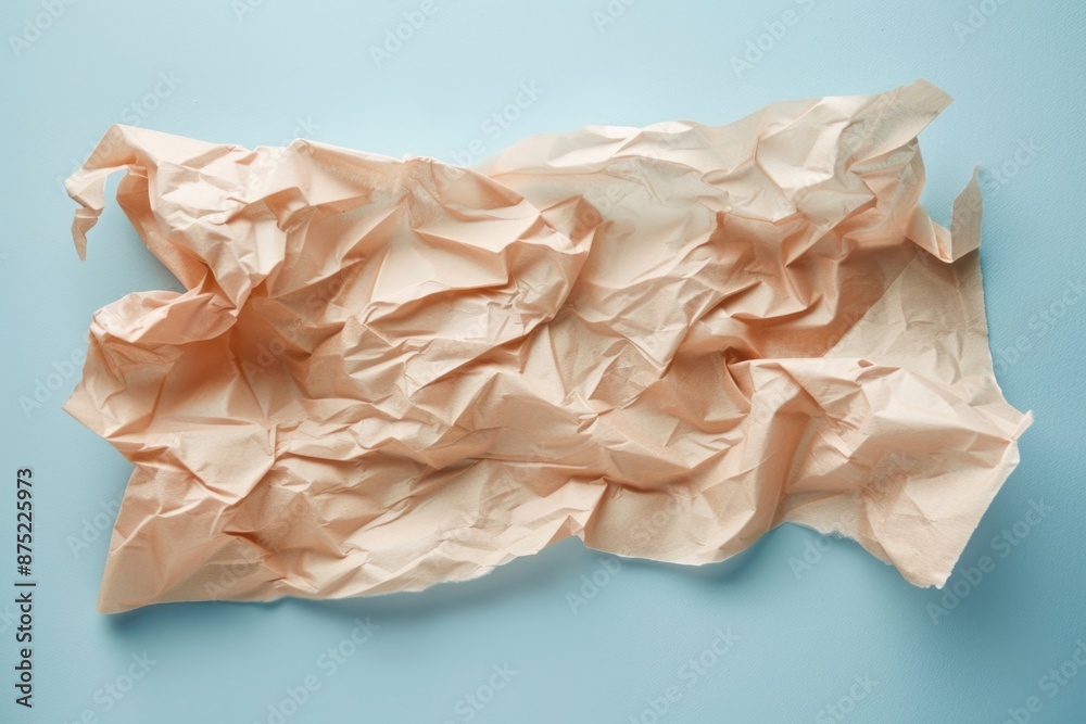 Crumpled Light Brown Paper on Blue Background for Texture Design and Graphic Projects Crumpled Light Brown Paper on Blue Background for Texture Design and Graphic Projects