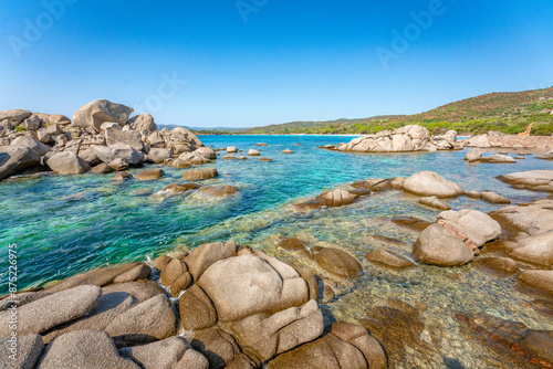 Obraz na płótnie beach with azure clear water, Corsica, France w salonie