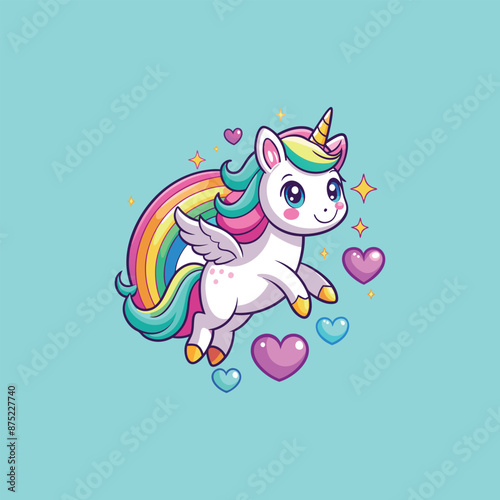 horse unicorn flying vector illustration