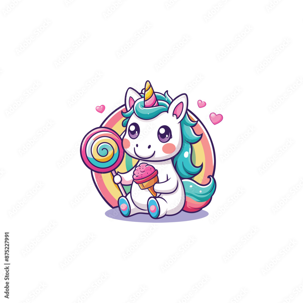 horse unicorn in hand lollipop vector illustration horse unicorn in hand lollipop vector illustration