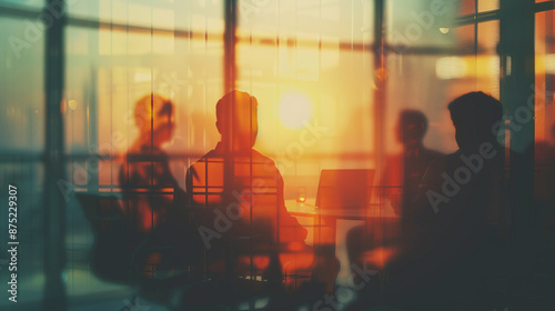 Blurred office business meeting through glass office   © Tepsarit