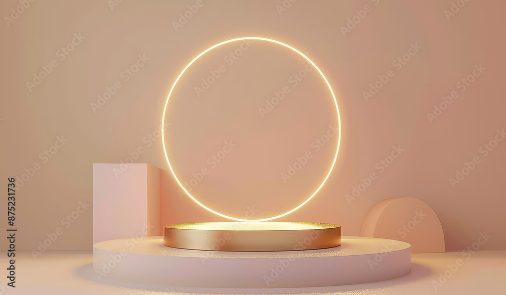 Podium with a glowing circle Podium with a glowing circle