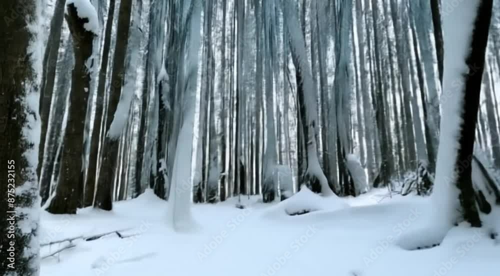 Crystal-clear ice formations in a winter landscape. Crystal-clear ice formations in a winter landscape.