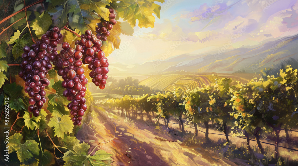 Naklejka premium bunch of grapes, vibrant colors