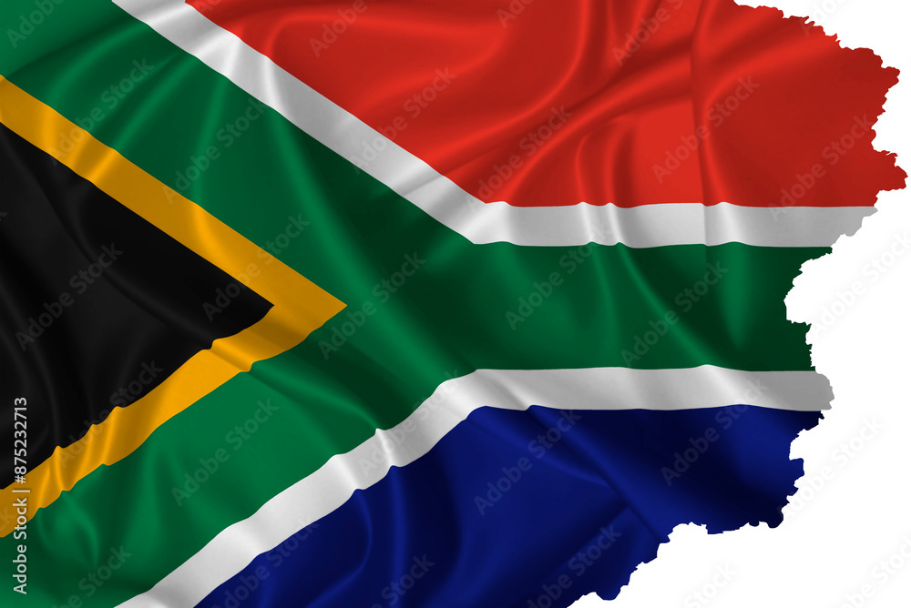 Flag South Africa with torn edges on silk texture Flag South Africa with torn edges on silk texture