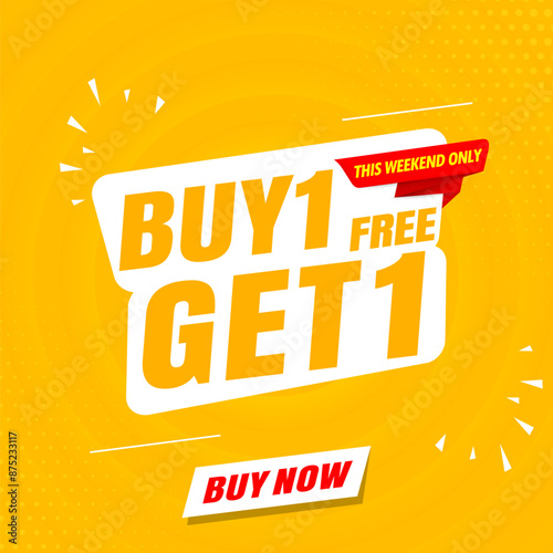 buy 1 get 1 free banner template yellow