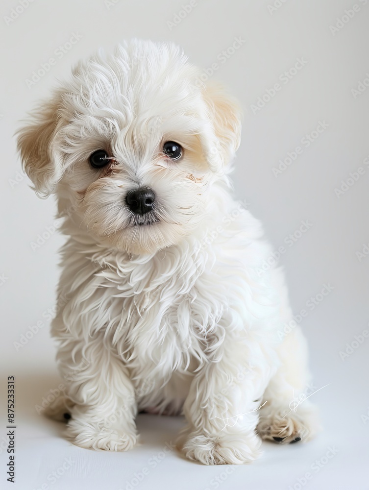 a Bichon Frise puppy with its fluffy, white coat a Bichon Frise puppy with its fluffy, white coat