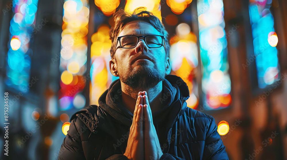 prayer in church, AI generated image prayer in church, AI generated image