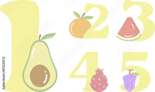 Fruit Number Cute Point Fruits Letter Numbering Page Number