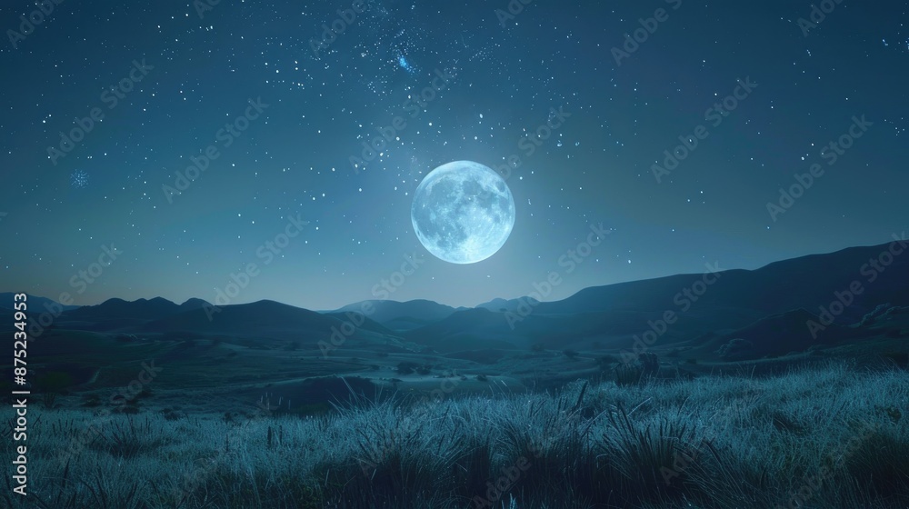 Fototapeta premium The Moon shining brightly at night
