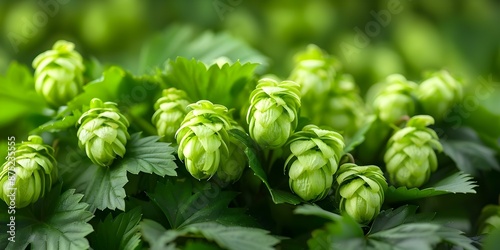 Brewer selects aromatic green hops for distinctive aroma in beer brewing process. Concept Brewing, Hops Selection, Aroma, Beer-making, Craft Brewing photo