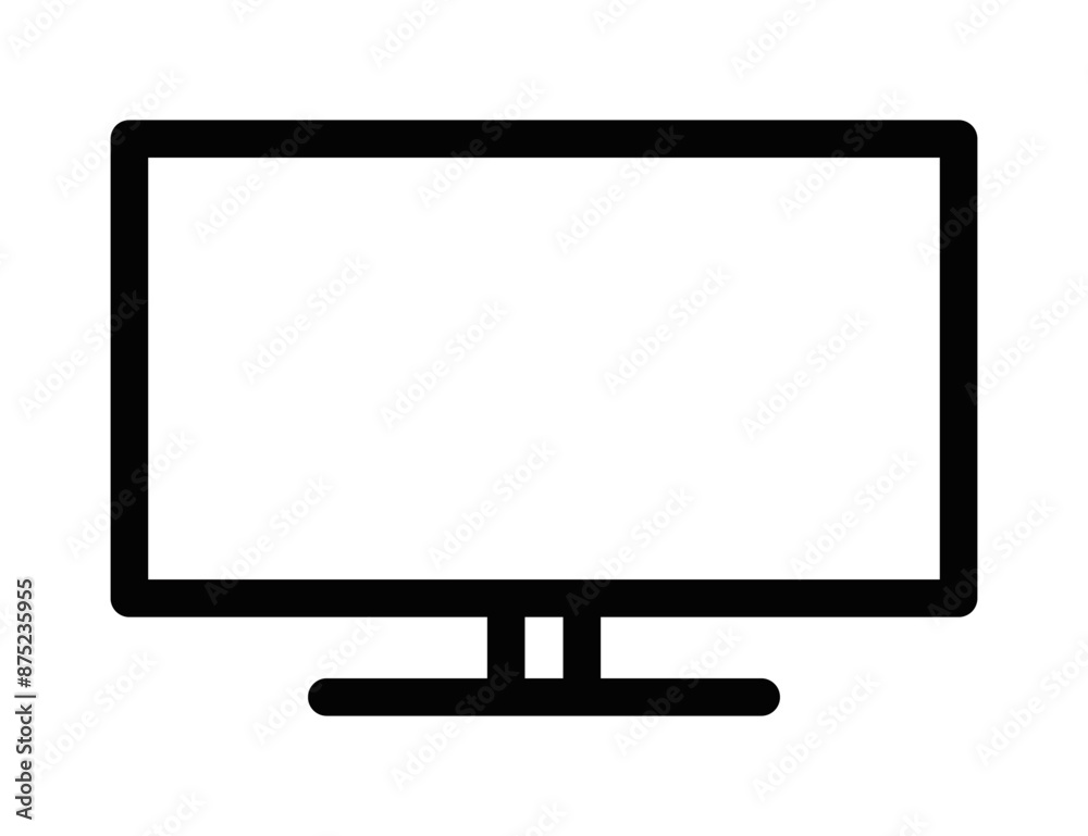 Vector illustration of a monitor icon in black and white, suitable for technology and computer designs. Editable stroke. Vector illustration of a monitor icon in black and white, suitable for technology and computer designs. Editable stroke.