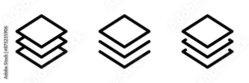 Vector illustration of three stack of layers icons, perfect for design and interface concepts. Editable stroke.