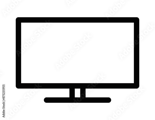 Vector illustration of a monitor icon in black and white, suitable for technology and computer designs. Editable stroke.