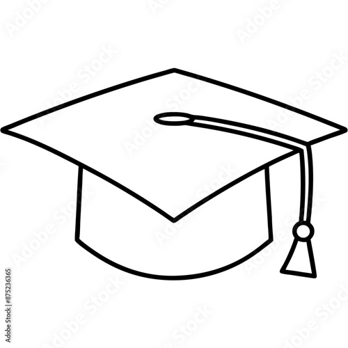 academic cap outline coloring book page line art illustration digital drawing