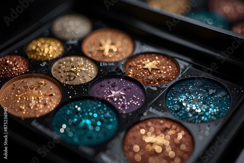 A themed eyeshadow palette inspired by constellations, with shades named after stars and galaxies ai_generated