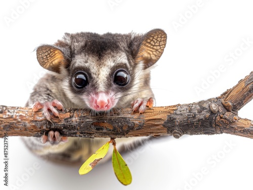 a Sugar Glider clinging to a branch  photo