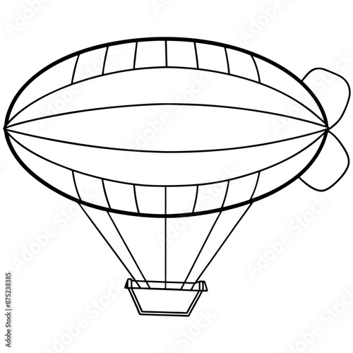 aerostat outline coloring book page line art illustration digital drawing