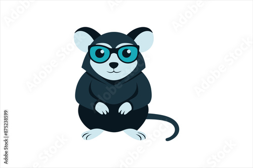  a cool and confident look with a hooded mouse sitting with glasses vector art illustration