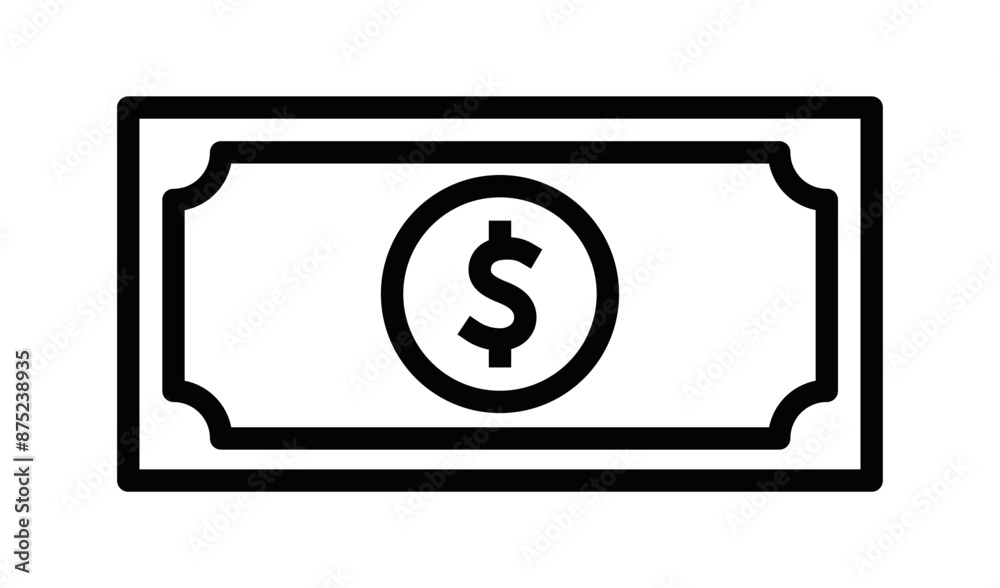 Paper dollar vector icon. Editable stroke. Paper dollar vector icon. Editable stroke.
