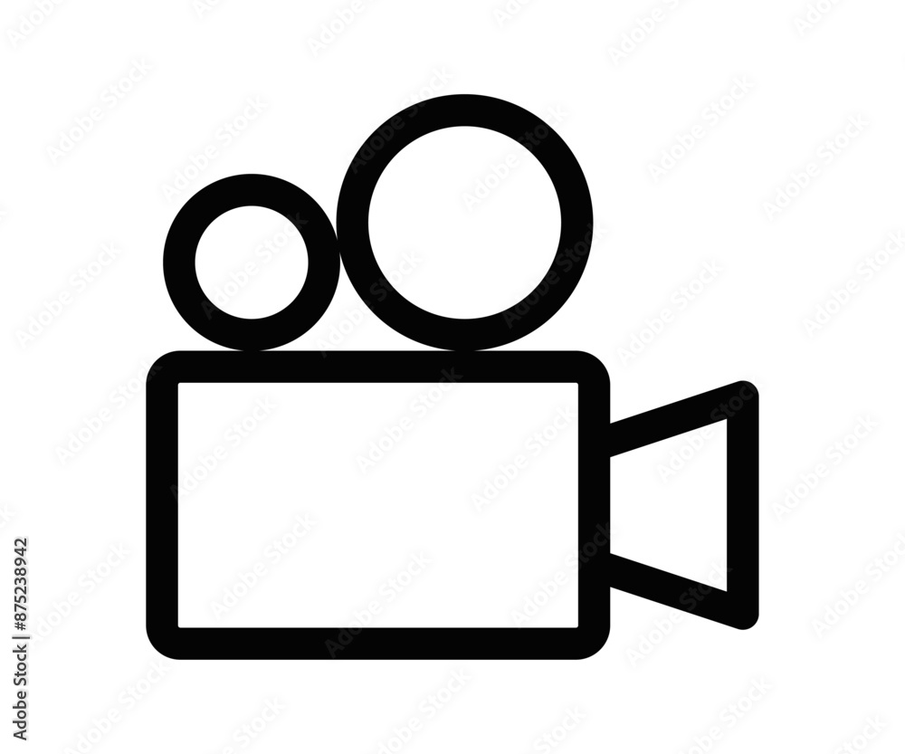 Vector icon of a video camera, representing media, recording, and film themes. Simple black and white design. Editable stroke. Vector icon of a video camera, representing media, recording, and film themes. Simple black and white design. Editable stroke.