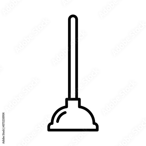 Vector icon of a plunger, representing plumbing or maintenance tools. Simple black and white design. Editable stroke.