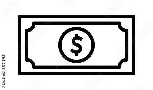Paper dollar vector icon. Editable stroke.