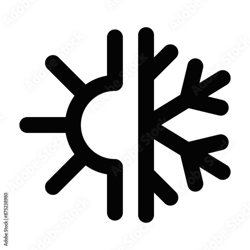 Vector icon of a climate control symbol, representing heating and cooling. Simple black and white design. Editable stroke.