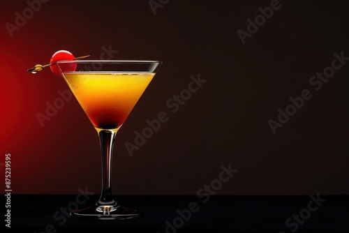 Wallpaper Mural Orange cocktail with cherry garnish in martini glass Torontodigital.ca