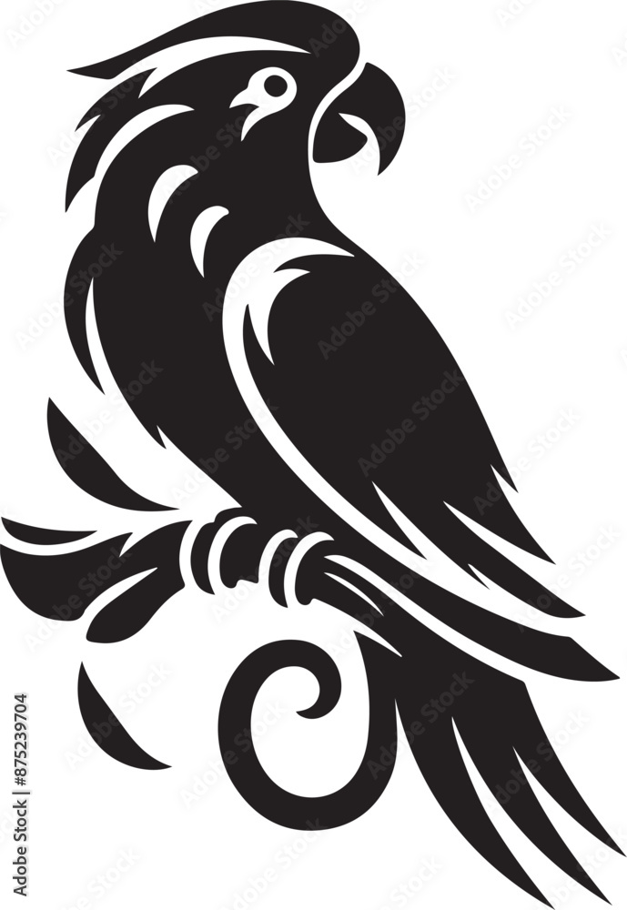 Fototapeta premium Art & Illustration vector parrot black illustration image