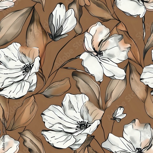 Large-Scale Hibiscus Floral Motif on Geometric Background