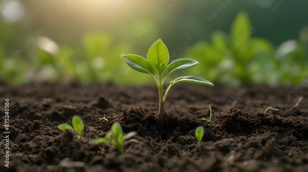 A young plant growing in a field, Amidst the beauty of the countryside. A young plant growing in a field, Amidst the beauty of the countryside.