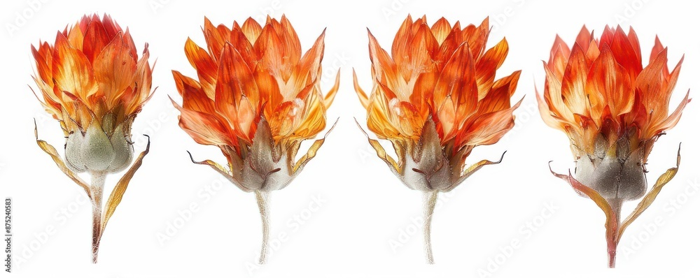 Fototapeta premium Safflower seeds clipart, botanical element, realistic illustration, white, isolated on white background
