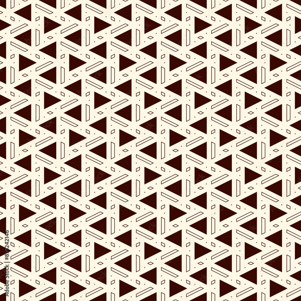 Contemporary geometric pattern. Repeated triangles motif. Modern geo abstract background. Seamless surface design. Ornamental wallpaper. Digital paper, textile print. Vector illustration