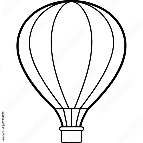 air balloon outline coloring book page line art illustration digital drawing