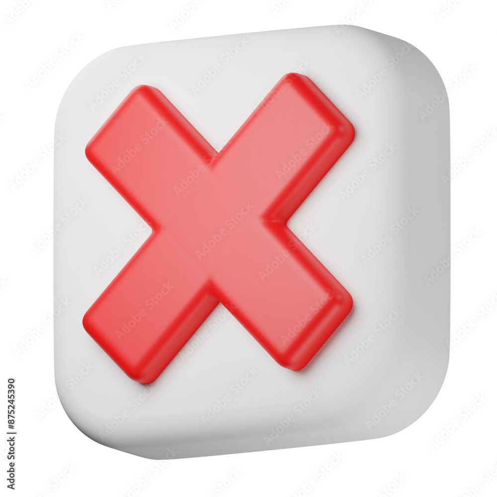 Obraz premium Red cross sign 3d rejection icon