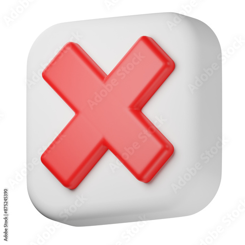 Red cross sign 3d rejection icon