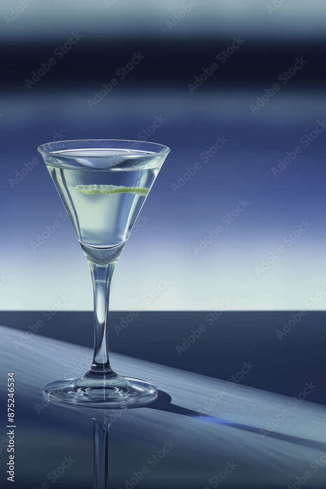 Martini with lime twist in a sleek glass Martini with lime twist in a sleek glass