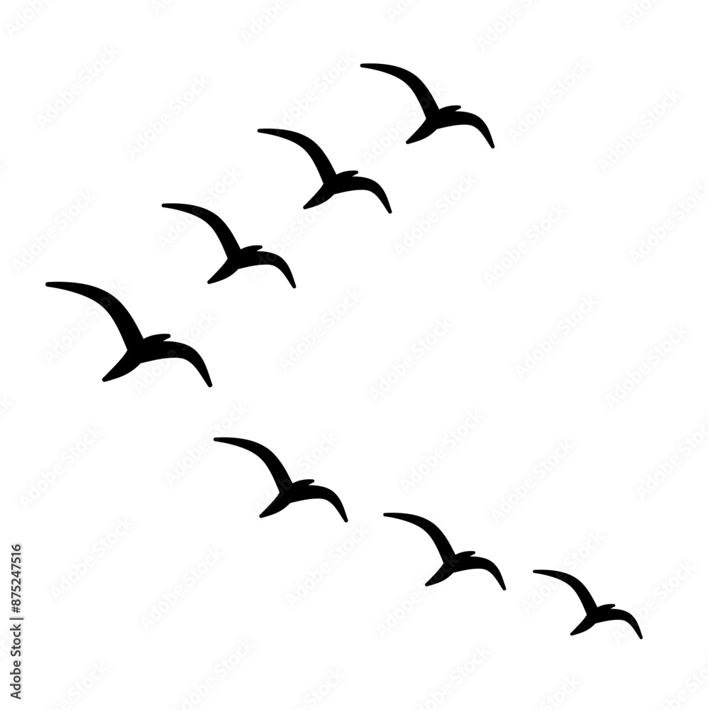 Fototapeta premium Flock of bird silhouette Vector icon 