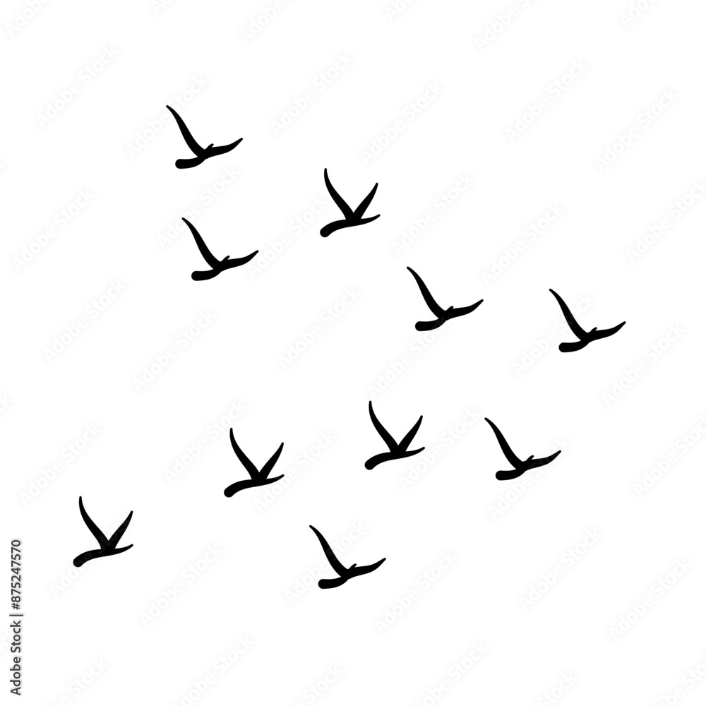 Flock of bird silhouette Vector icon Flock of bird silhouette Vector icon