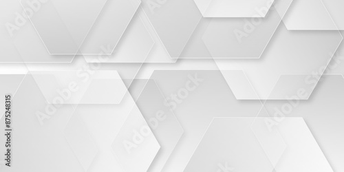 Abstract banner web white and gray geometric hexagon overlapping technology. White, grey abstract background with geometric shapes. Vector white abstract gradient background simple. vector
