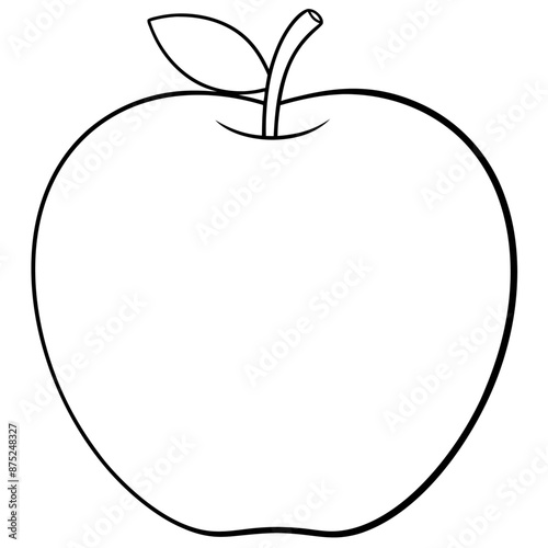 apple outline coloring book page line art illustration digital drawing
