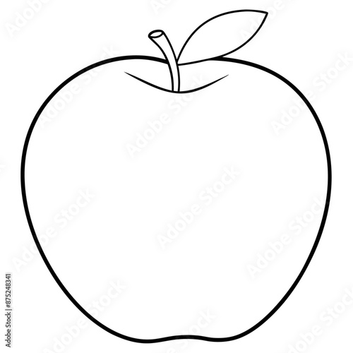 apple outline coloring book page line art illustration digital drawing