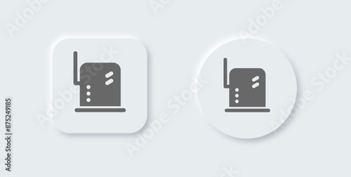 Router solid icon in neomorphic design style. Network connection signs vector illustration.