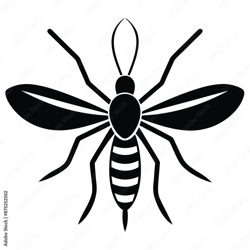 Modern Mosquito silhouette icon logo on white transparent background Modern Mosquito silhouette icon logo on white transparent background