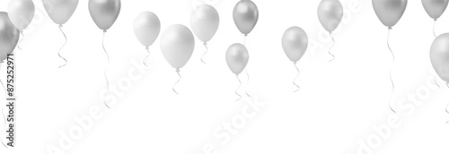 Holiday background with balloons, confetti and ribbons. Festive card for birthday party, anniversary, new year, Christmas