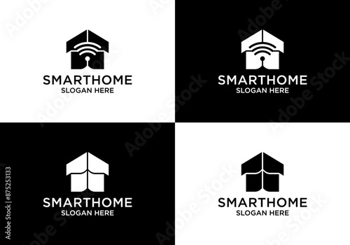 Wifi Home Vector Logo. Smart Home Technology Logo Vector.