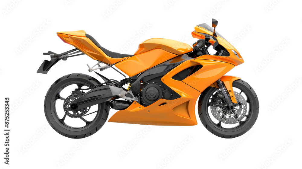 dynamic Orange Sport Bike Motorcycle: Side View - Isolated on Transparent Background dynamic Orange Sport Bike Motorcycle: Side View - Isolated on Transparent Background