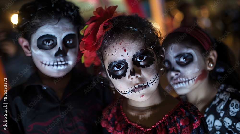 Children at the El Dia de los Muertos festival in Mexico Children at the El Dia de los Muertos festival in Mexico